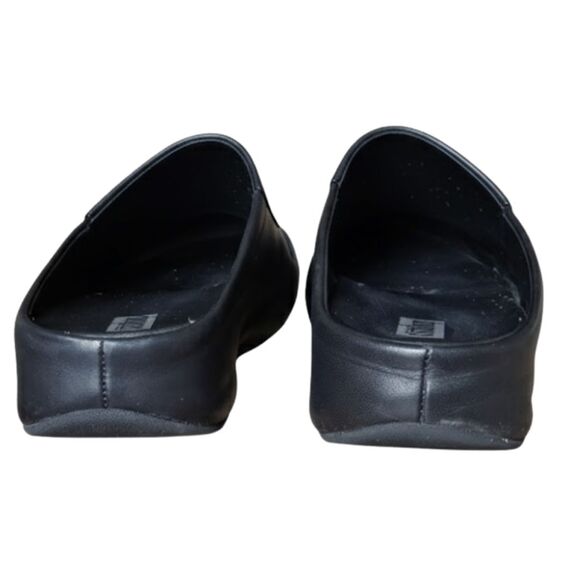 FitFlop SHUV Black Leather Clogs 10 Comfort Work Slip-On Mules - Picture 13 of 15